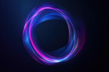 Digital blue and purple tech circle glowing on a dark background