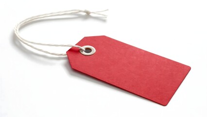 Fototapeta premium Red Blank Price Tag with String for Retail Labeling and Packaging