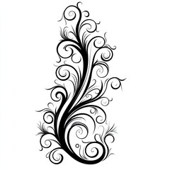 Black and White Floral Swirl Design Illustration