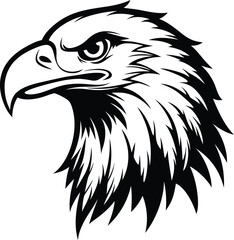 Bold Eagle Head Vector Illustration – Black and White Tribal Style