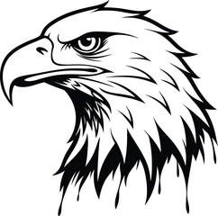 Bold Eagle Head Vector Illustration – Black and White Tribal Style