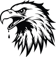 Bold Eagle Head Vector Illustration – Black and White Tribal Style