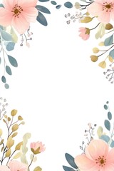 Beautiful watercolor floral arrangement with open space in the middle