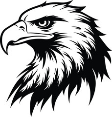 Fototapeta premium Bold Eagle Head Vector Illustration – Black and White Tribal Style
