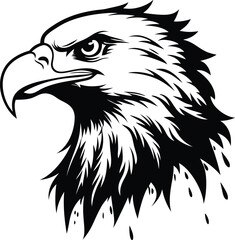 Bold Eagle Head Vector Illustration – Black and White Tribal Style