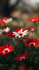 Stunning Red and White Flowers Close Up Nature Photography