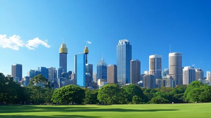 Fototapeta premium beautiful green park with buildings in the background