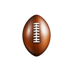 brown American football with white laces is centered on plain background, showcasing its textured surface and classic design