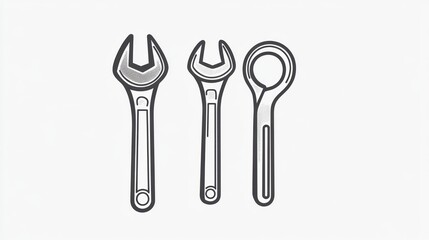 Fototapeta premium Three wrenches, tools, repair, white background, DIY