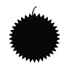 Durian Spiky Silhouette in Black on White Background