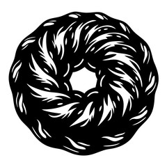 Abstract Black and White Donut with Sharp Lines and Circular Symmetry