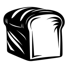 Monochrome illustration of a loaf of bread, showing a single slice
