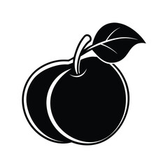 Peach Silhouette with Stem and Leaf in Black