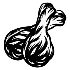 Black and White Graphic Illustration of Organic Shape with Curved Lines