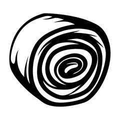 Monochrome circular abstract design featuring swirling vortex shaped graphical elements