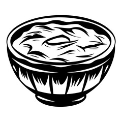 Dramatic Black and White Bowl Illustration Overflowing with Delicious and Savory Food