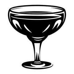 Elegant silhouette of a coupe glass filled with dark liquid beverage