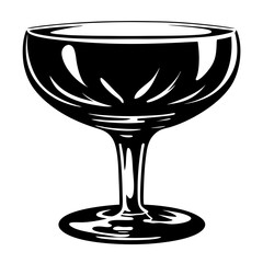 Elegant and stylish cocktail coupe glass with a classic black silhouette