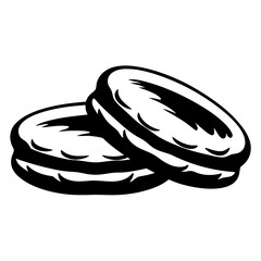 Two delicious looking macarons stacked on top of each other in black and white