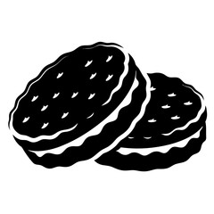 Two black and white silhouette images of cookies stacked on each other
