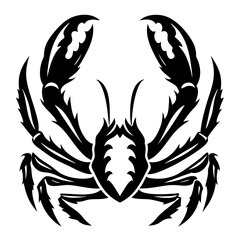 Stylized Black and White Crab Illustration with Symmetrical Design Elements