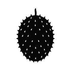 Soursop Fruit Silhouette with Spiky Texture on White