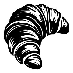 Dramatic Monochrome Croissant Vector Illustration Showcasing Classic French Pastry Art