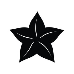 Obraz premium Starfruit Silhouette Vector in Black on White