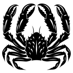 Stylized Black and White Vector Crab Illustration with Symmetrical Design