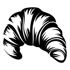 Stylized black and white croissant illustration, food and bakery product vector art