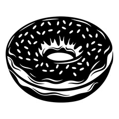 High contrast depiction of a donut with chocolate frosting and sprinkles