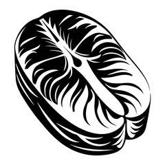 Monochrome vector illustration of a salmon steak with bones for design