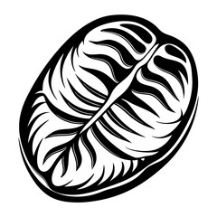 Single coffee bean artistic black and white vector illustration design