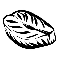 Stylized Single Piece of Fresh Meat with Bold Black and White Lines