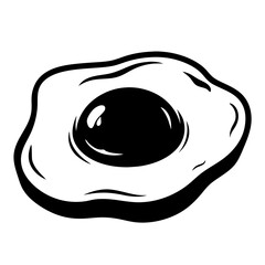 Stylized black and white drawing of a fried egg illustration food