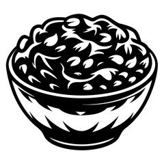Bowl of Delicious Black and White Food, an Abstract Artistic Rendition