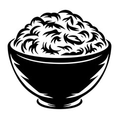 Stylized Bowl of Food in Bold Black and White Graphic Art