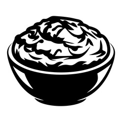 Black and white graphic illustration of food served in a bowl object