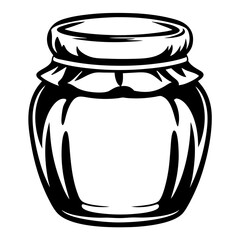 Stylized Black and White Illustration of a Jar with Fabric Cover
