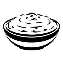 Monochromatic illustration of a bowl filled with delectable creamy food