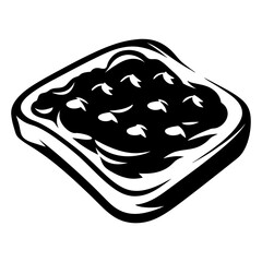 Monochrome representation of toast covered with delicious dark fruit preserves image