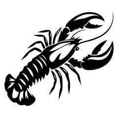 Striking black and white lobster illustration with bold and precise lines
