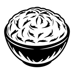 Monochrome illustration of a full bowl, perhaps filled with rice or grains