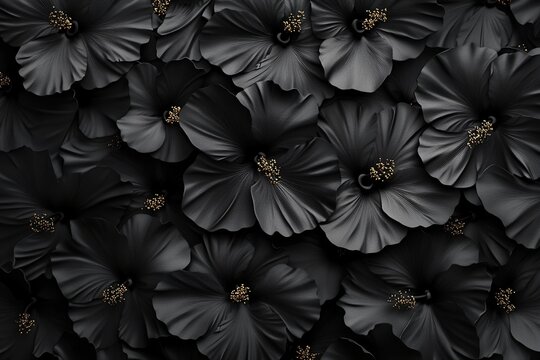Black Hibiscus Flowers with Gold Centers