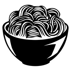Monochromatic bowl filled with noodle pasta food illustration with elegant design