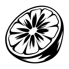 Monochrome Slice of Citrus Fruit, Graphic Illustration, Simple Yet Elegant