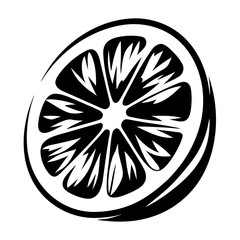 Abstract monochrome image of a citrus fruit slice with radial segments