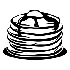 Silhouette of a stack of pancakes with syrup dripping down the side