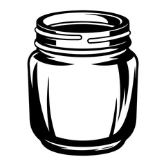 Black and white illustration of a threaded glass jar perfect for canning