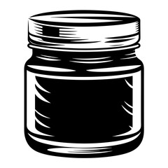 Monochromatic illustration of a glass jar with a ribbed lid design